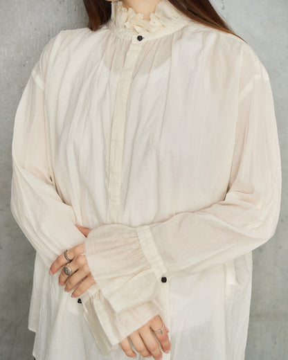 Natural Cotton Ruffle Blouse