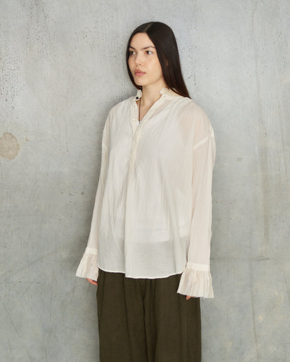 Natural Cotton Ruffle Blouse
