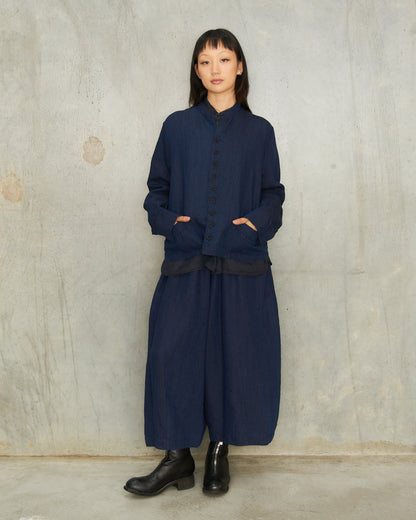 Navy Linen Chambray Pants