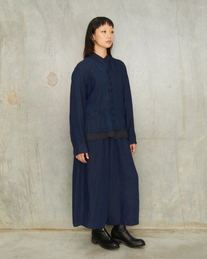 Navy Linen Chambray Pants