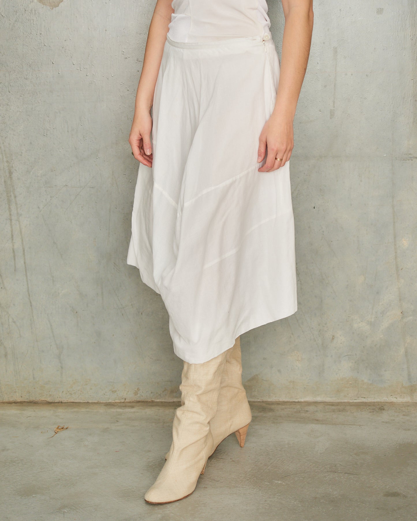 Peachoo + Krejberg White Asymmetric Skirt
