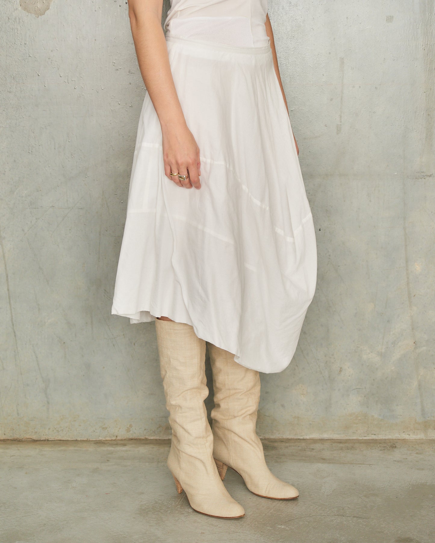 Peachoo + Krejberg White Asymmetric Skirt
