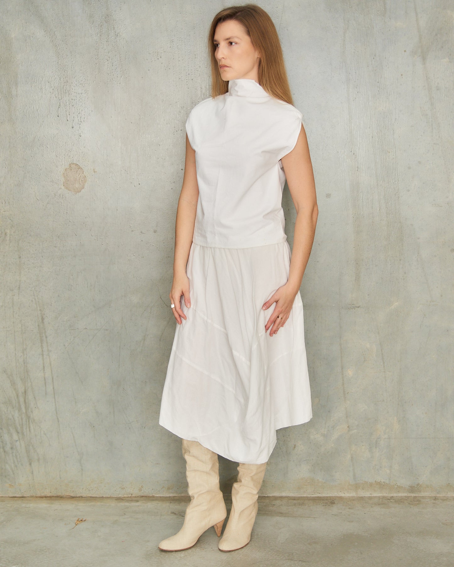 Peachoo + Krejberg White Asymmetric Skirt