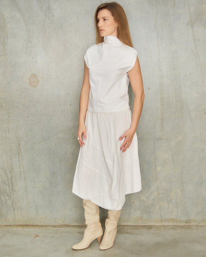 Peachoo + Krejberg White Asymmetric Skirt