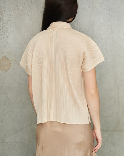 Pleats Please Beige Button Up Shirt