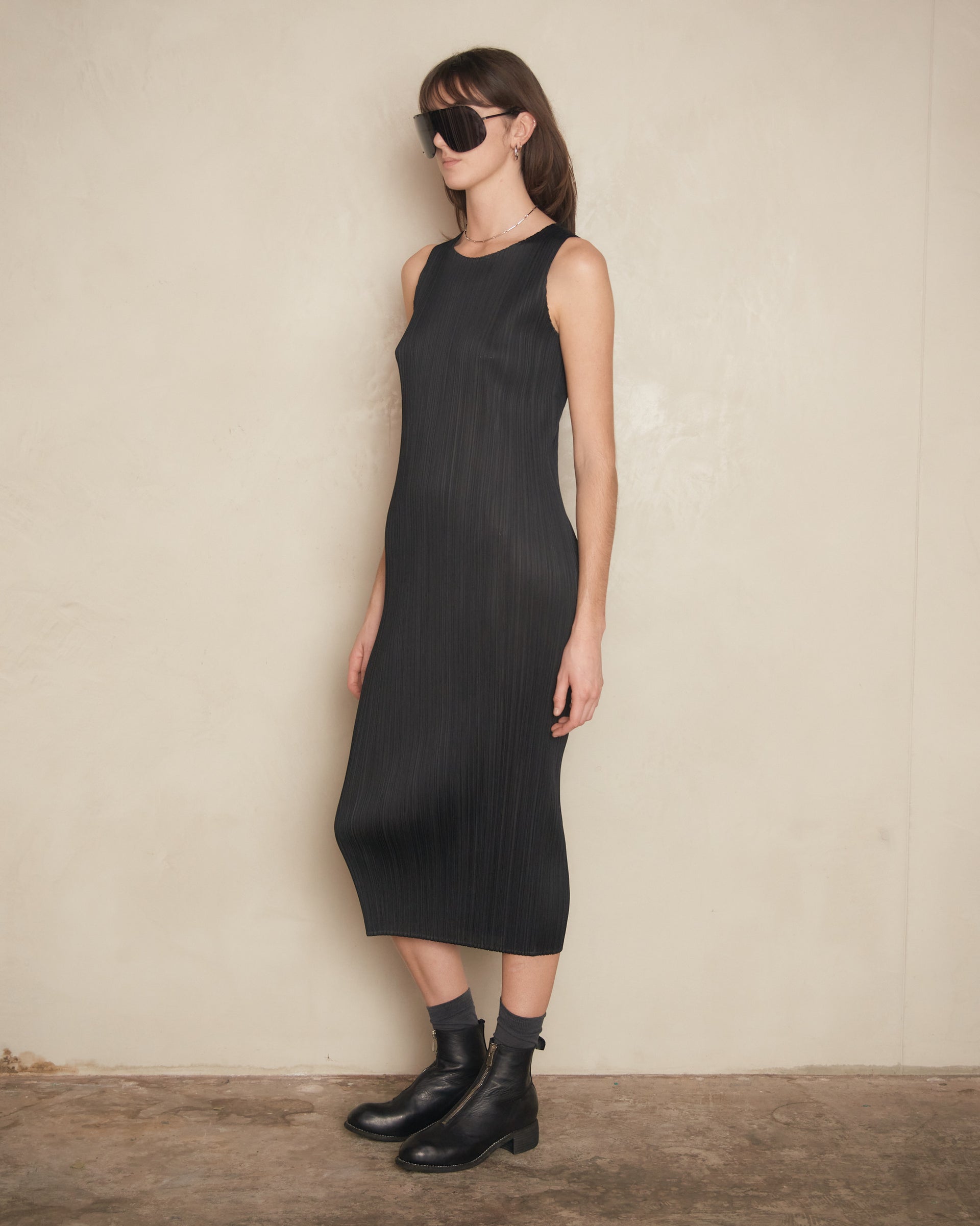 open lace back dress Pleats Please Black Signature Tank Dress pp38jh114