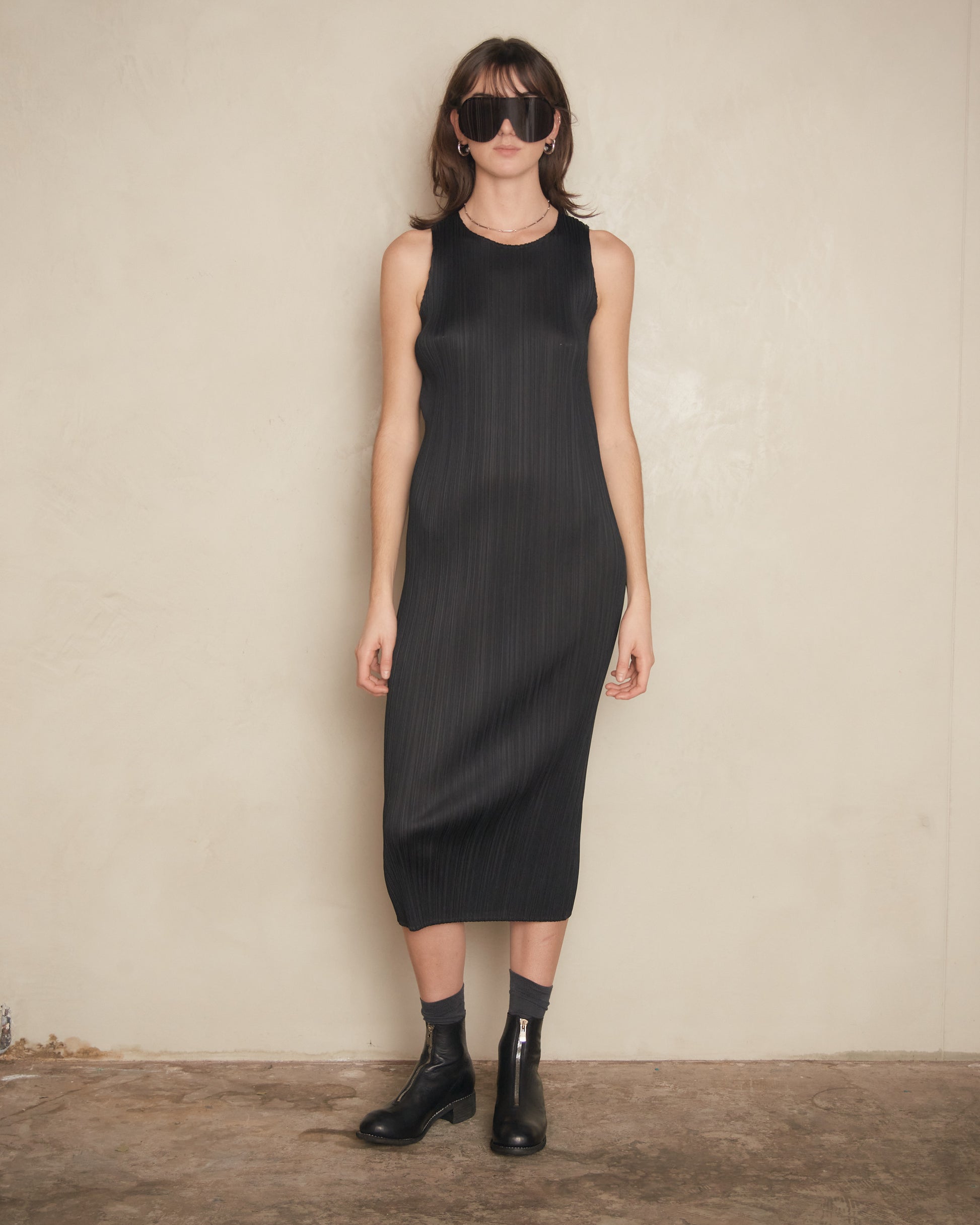 pleats please dress black Mellow Pleats Dress in Black
