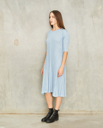 Blue Mellow Pleats Dress
