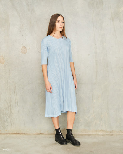 Blue Mellow Pleats Dress