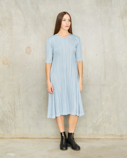Blue Mellow Pleats Dress