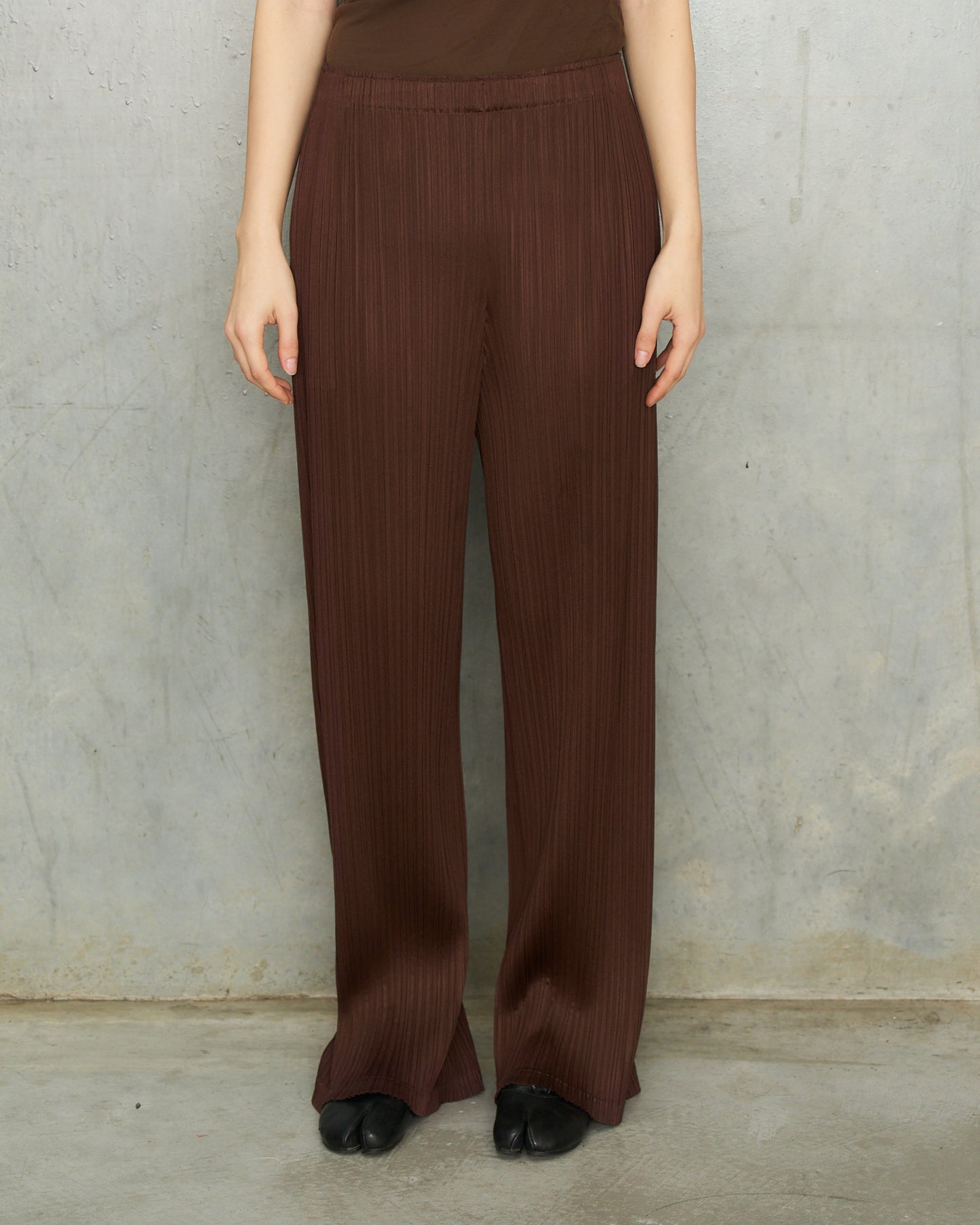 Pleats Please Brown Wide Leg Pants