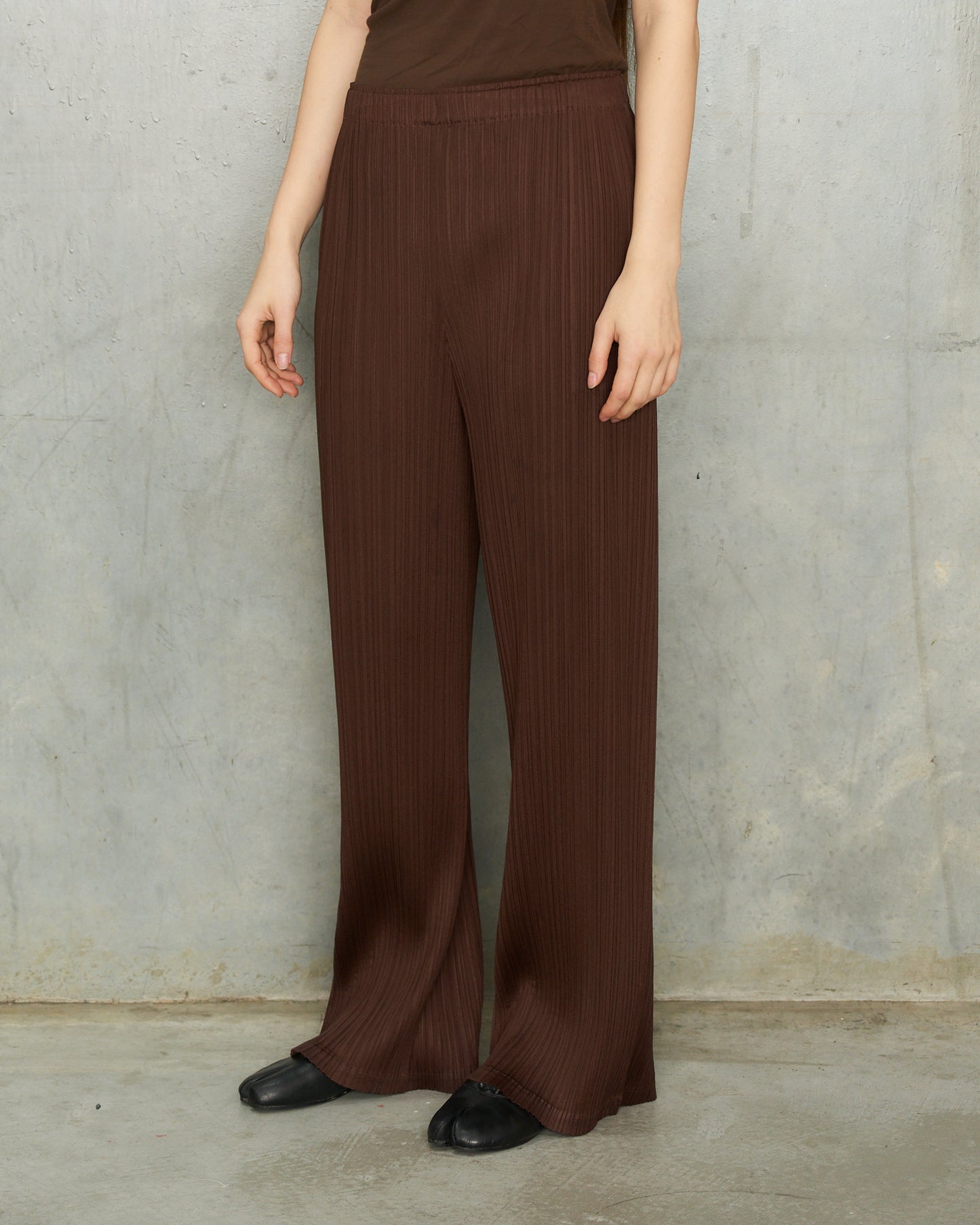 Pleats Please Brown Wide Leg Pants
