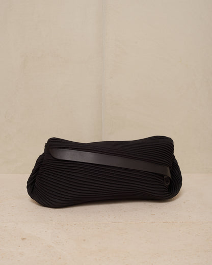 Black Easy Bias Pleats Waistbag