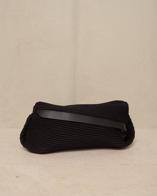 Black Easy Bias Pleats Waistbag