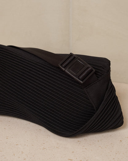 Black Easy Bias Pleats Waistbag