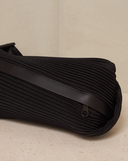 Black Easy Bias Pleats Waistbag