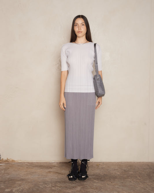 Grey Signature Pleat Skirt
