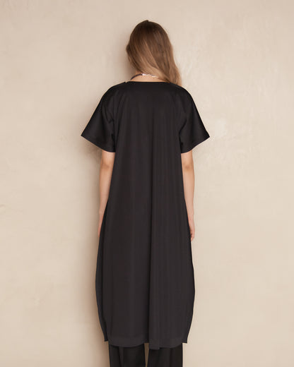 Black A-POC Form Short Sleeve Dress