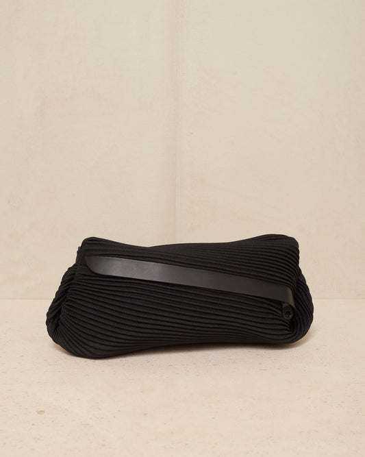 Black Bias Pleats Waistbag