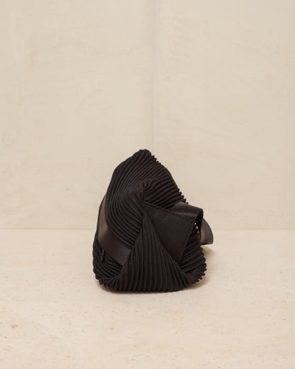 Black Bias Pleats Waistbag