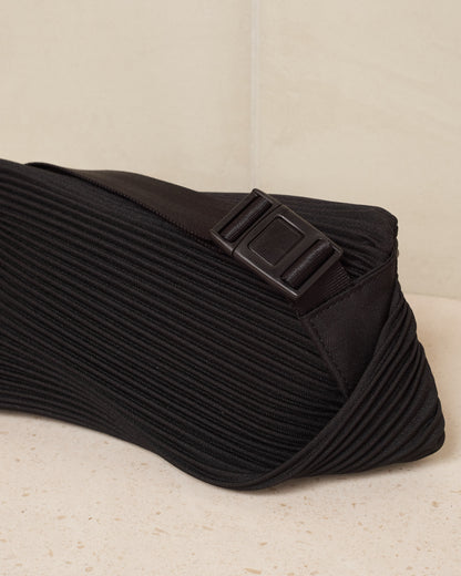 Black Bias Pleats Waistbag
