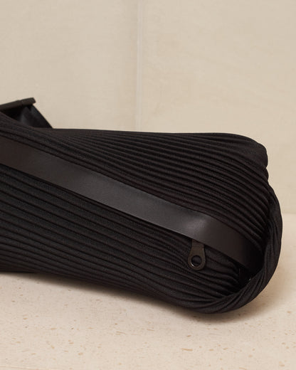 Black Bias Pleats Waistbag