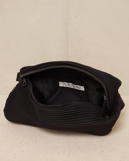 Black Bias Pleats Waistbag