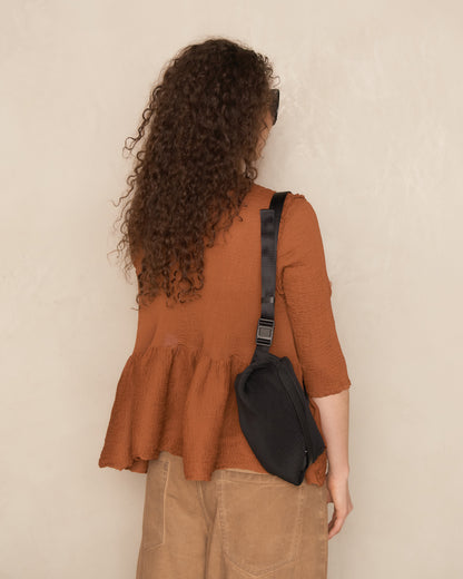 Black Bias Pleats Waistbag