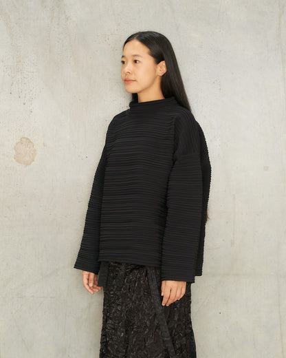 Black Horizontal Knit Blouse