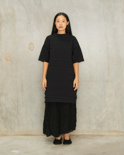 Black Horizontal Knit Dress