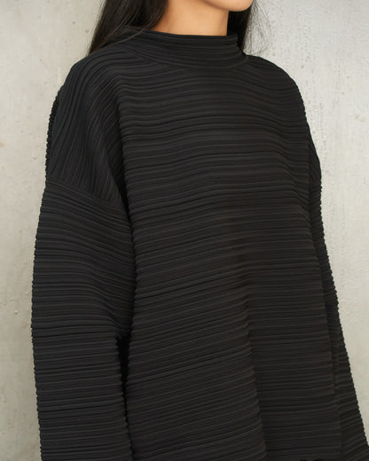 Black Horizontal Knit Blouse