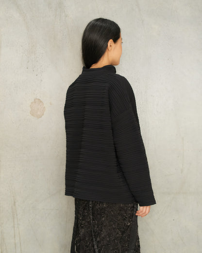 Black Horizontal Knit Blouse