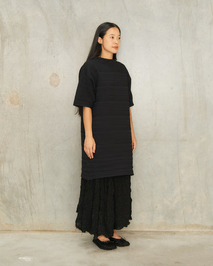 Black Horizontal Knit Dress