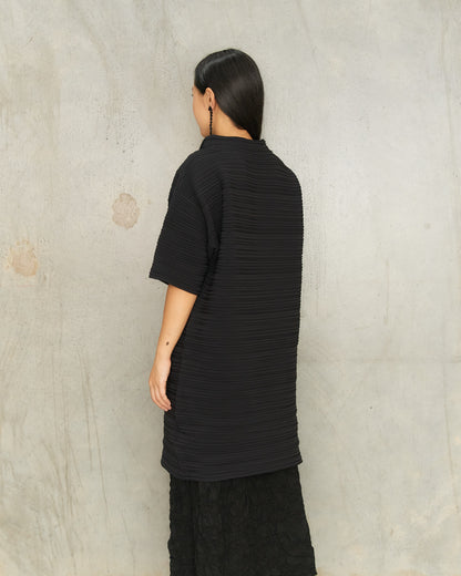 Black Horizontal Knit Dress