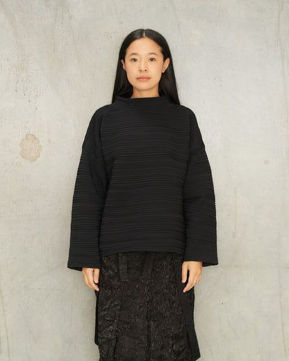 Black Horizontal Knit Blouse