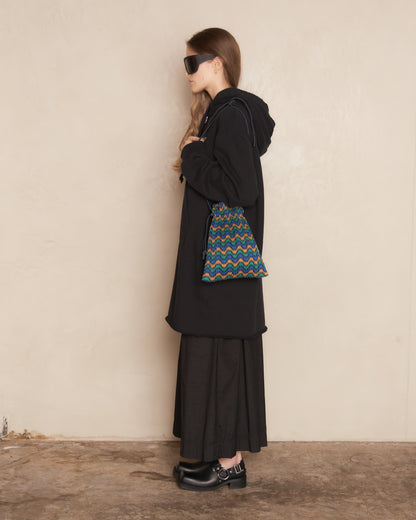 Blue Stripe Wave Pleats Bag