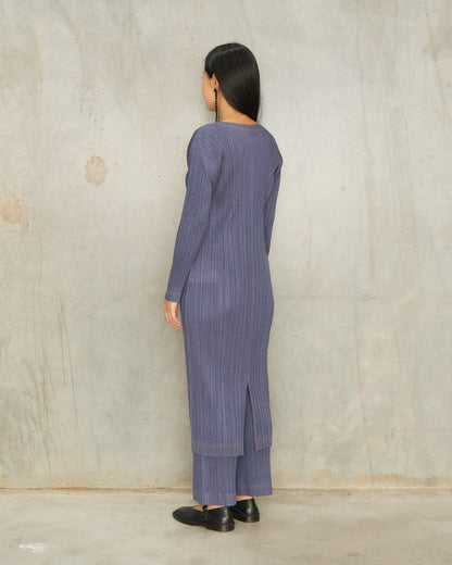 Navy Denim Pleats Dress