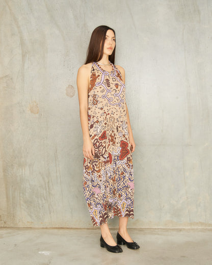 Greige Interplanetary Pleats Dress