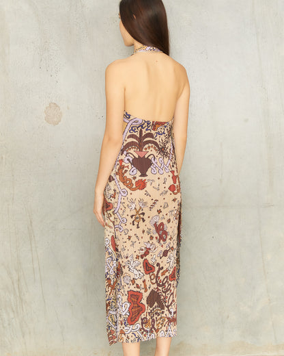 Greige Interplanetary Pleats Dress