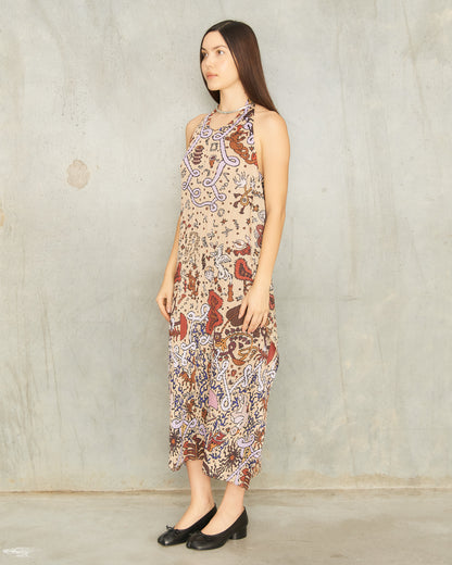 Greige Interplanetary Pleats Dress