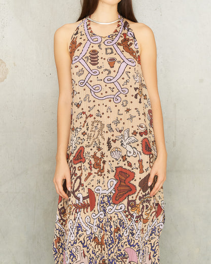 Greige Interplanetary Pleats Dress
