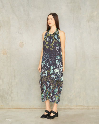 Navy Interplanetary Pleats Dress