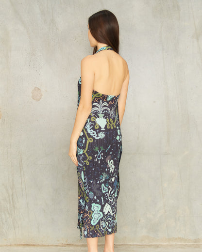 Navy Interplanetary Pleats Dress