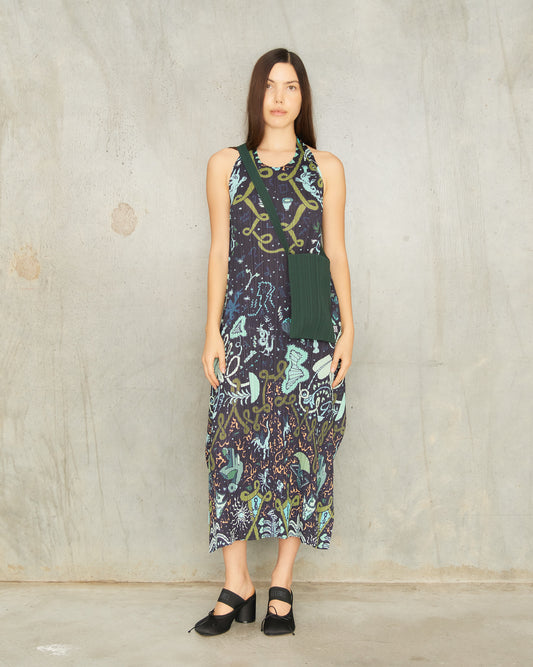 Navy Interplanetary Pleats Dress