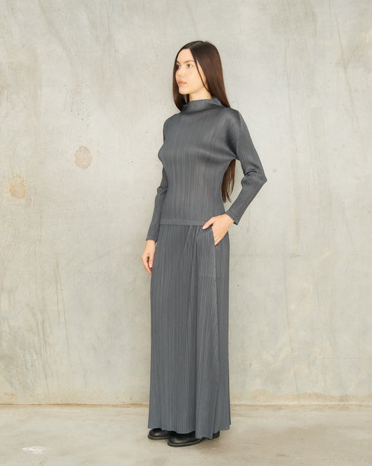 Steel Long Pleats Skirt