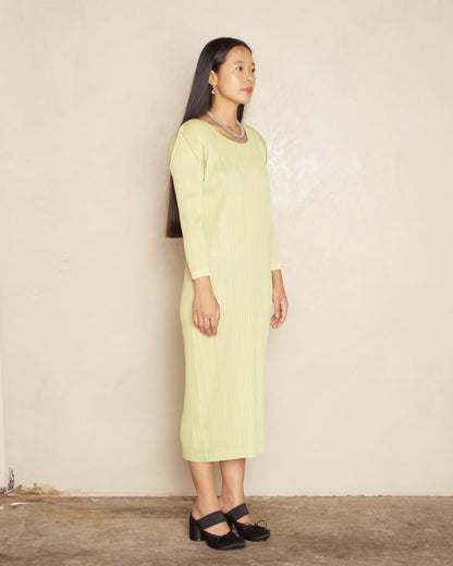 Light Green Long Sleeve Pleated Dress