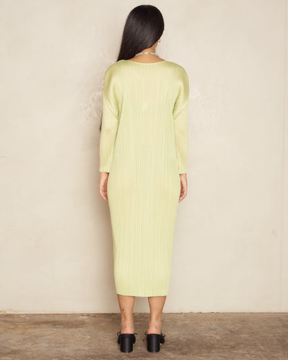 Light Green Long Sleeve Pleated Dress