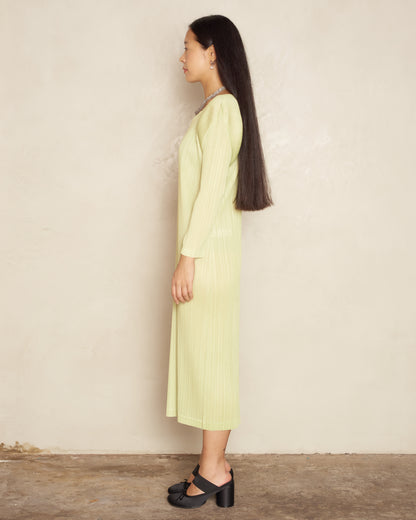 Light Green Long Sleeve Pleated Dress