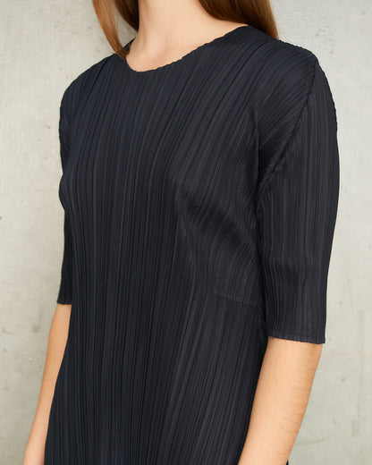 Charcoal Navy Mellow Pleats Dress