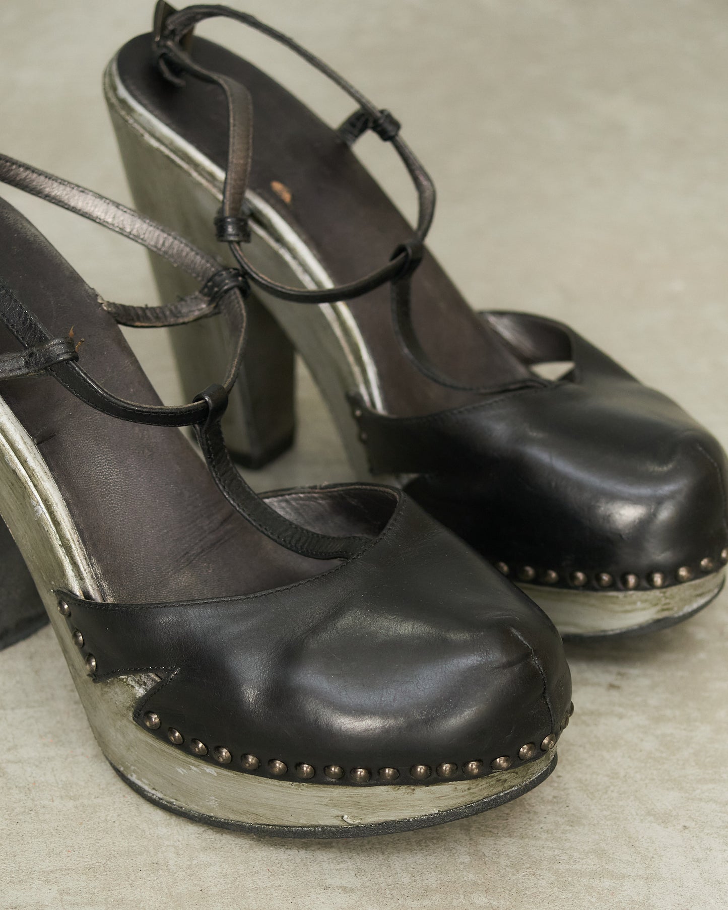 Prada Black Leather Platform Clogs
